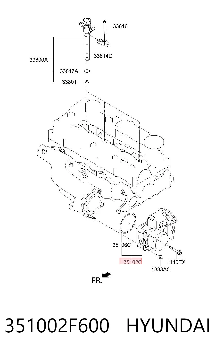 351002F600 Hyundai/Kia Mariposa de admisión