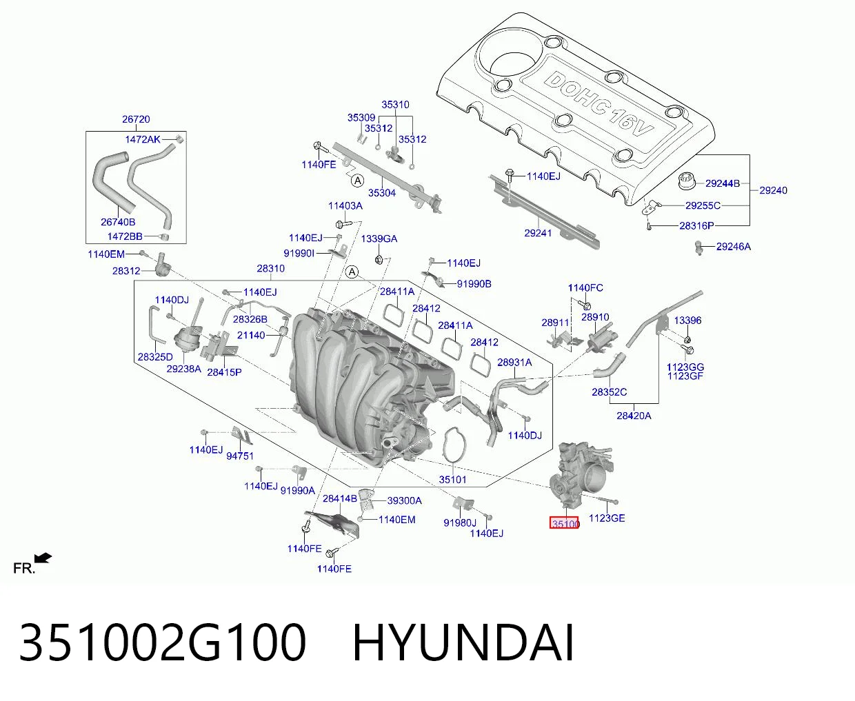 Cuerpo de aceleración completo 351002G100 HYUNDAI