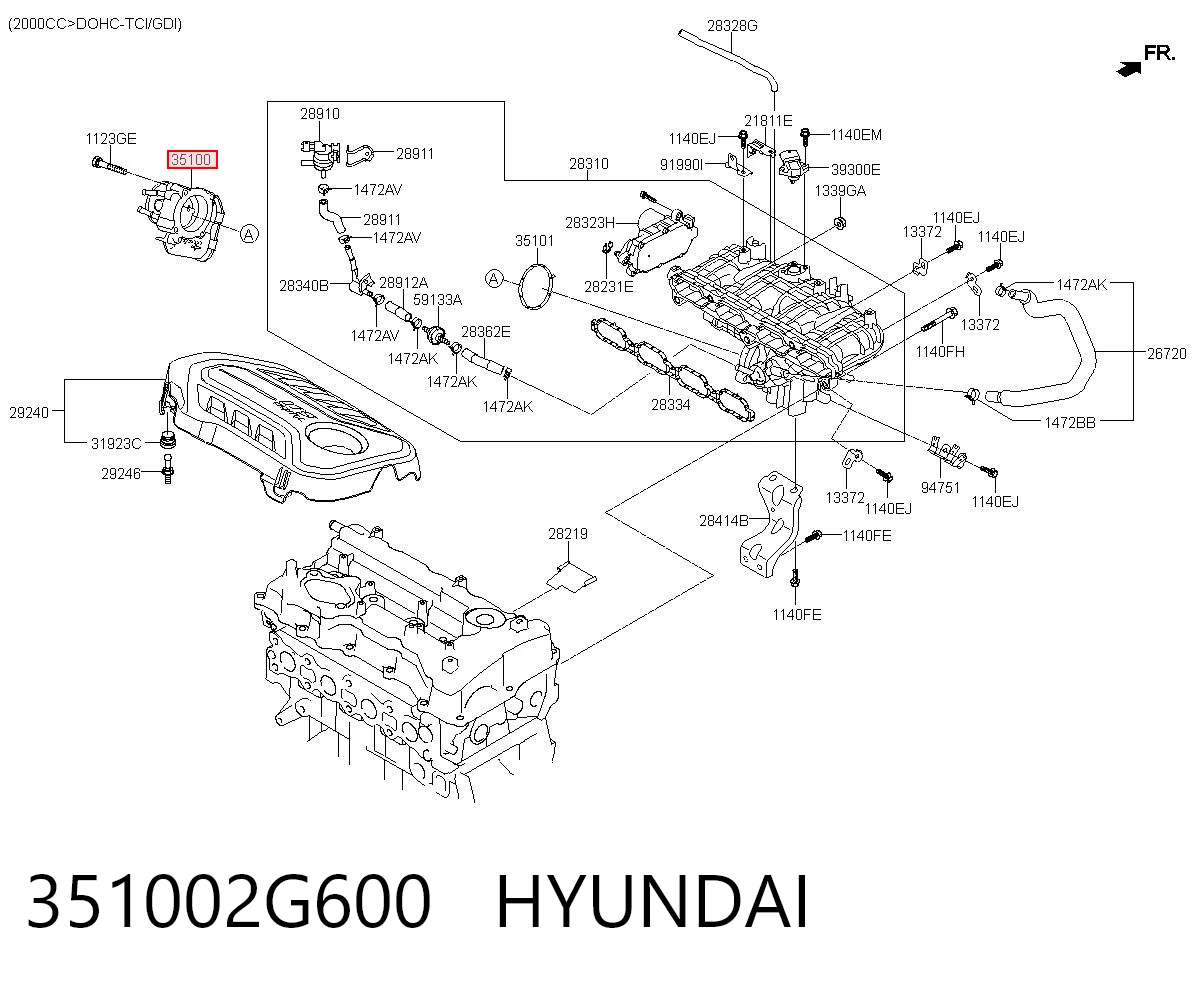 351002G600 Hyundai/Kia Mariposa de admisión