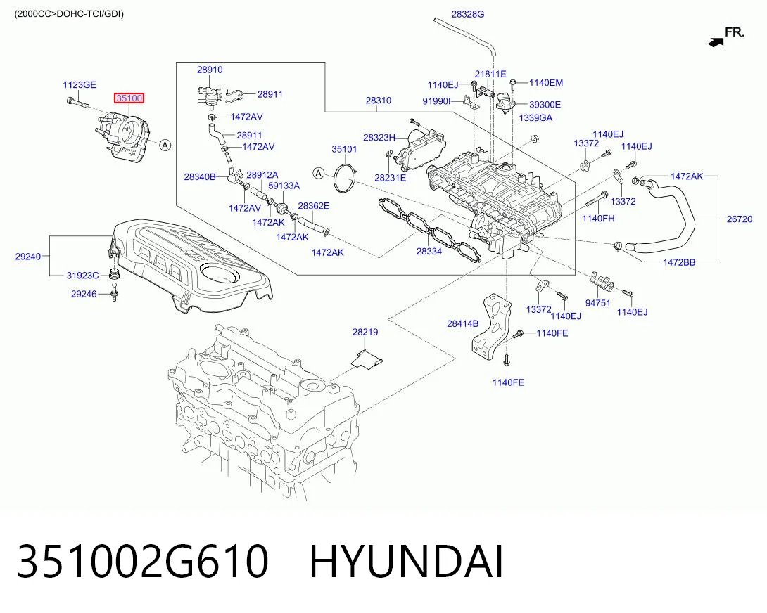 351002G610 Hyundai/Kia Mariposa de admisión
