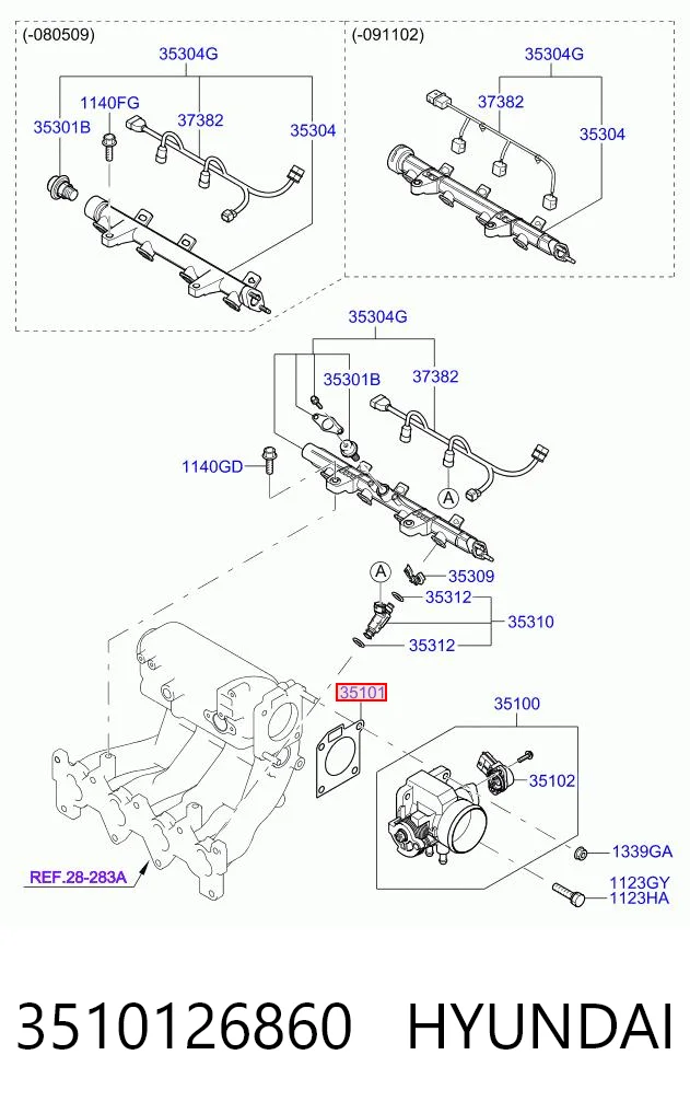 3510126860 Hyundai/Kia Junta del cuerpo de mariposa