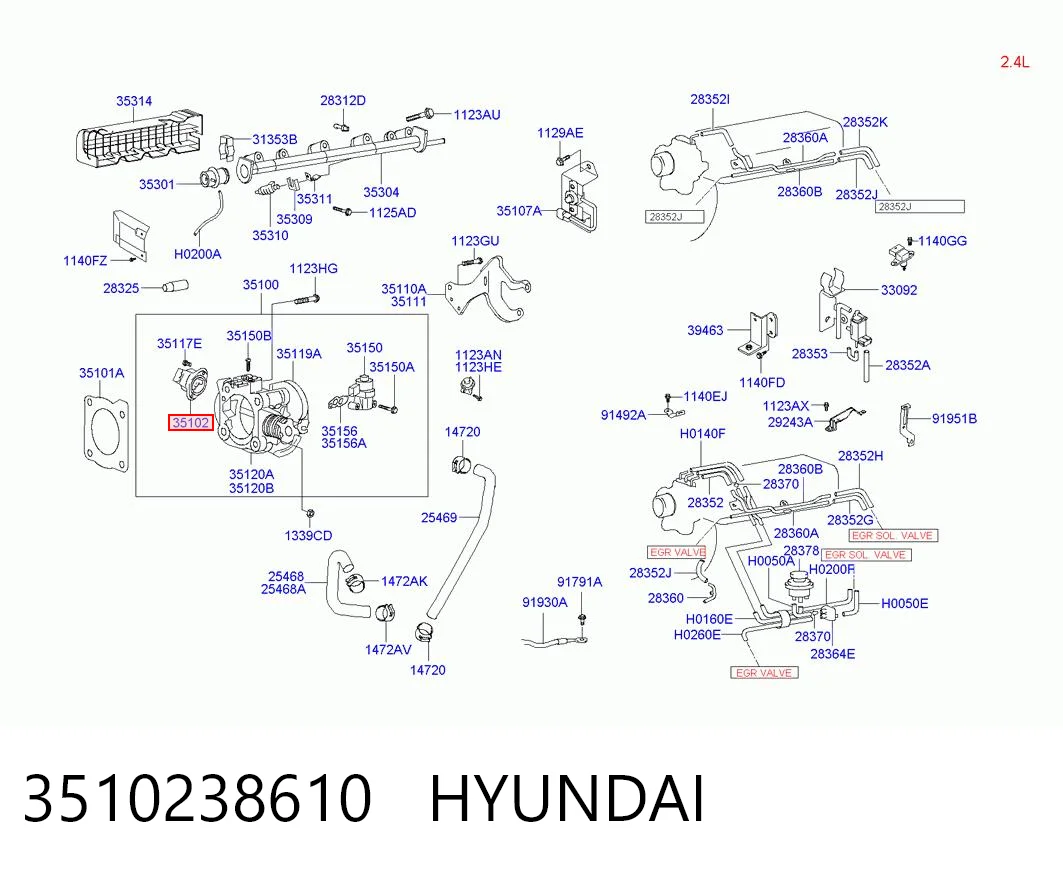 3510238610 Hyundai/Kia Sensor de posición del acelerador