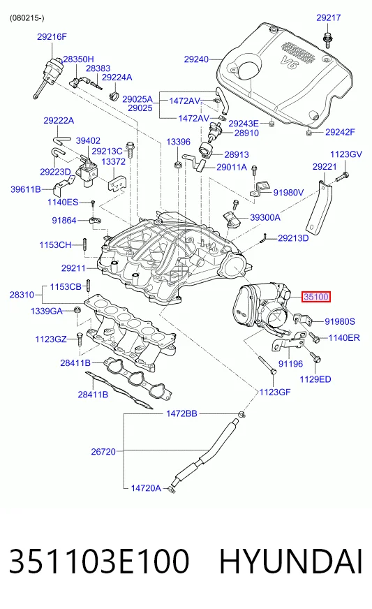 Cuerpo de mariposa 351103E100 HYUNDAI