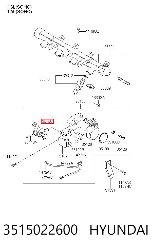 Regulador de ralentí para Hyundai Elantra III XD