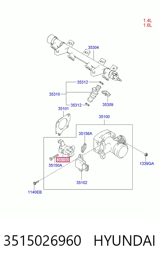 Válvula de mando de ralentí, suministro de aire KIA Rio II (JB)