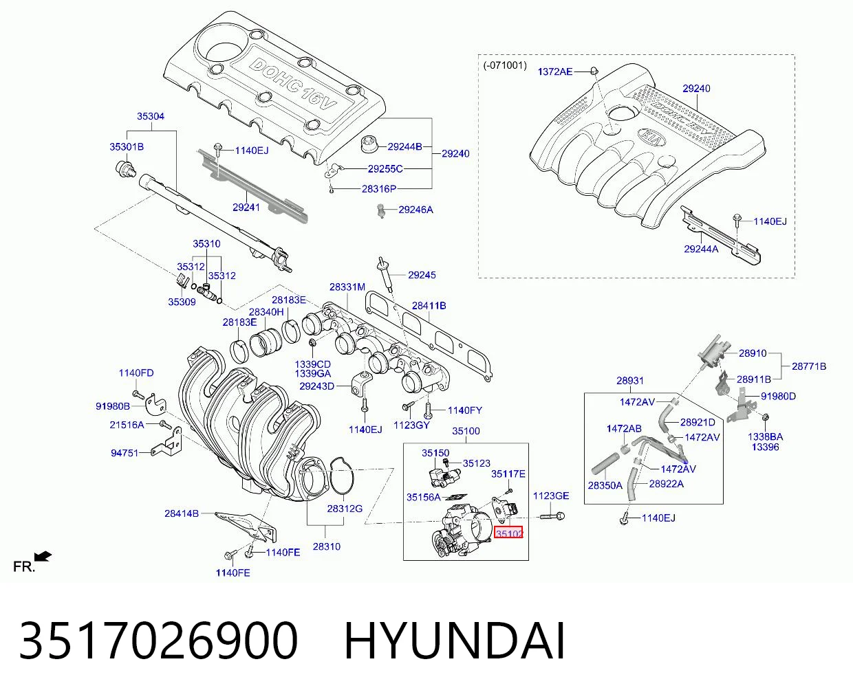 3517026900 Hyundai/Kia Sensor de posición del acelerador