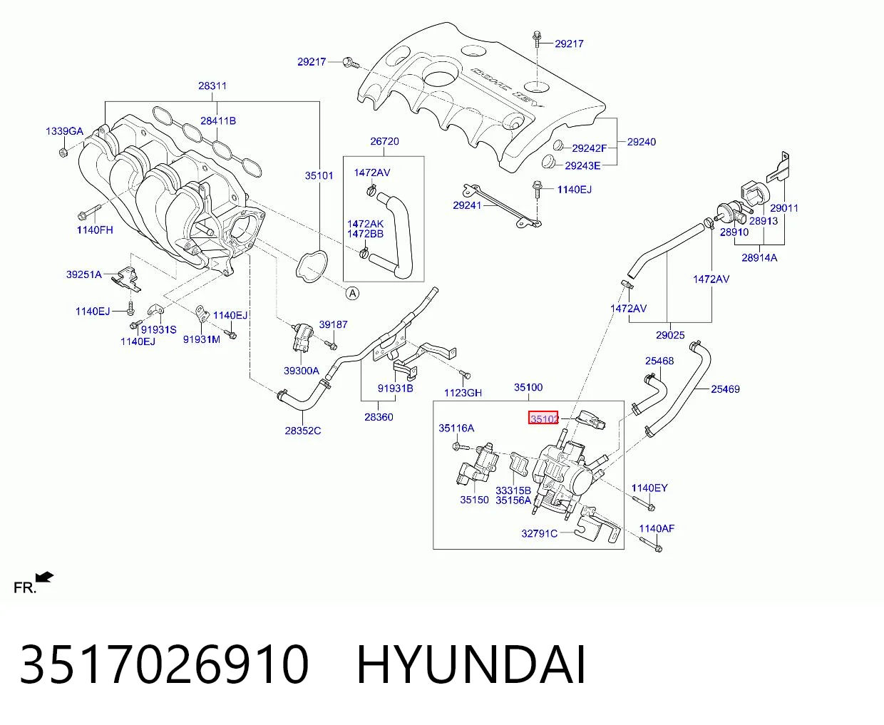 3517026910 Hyundai/Kia Sensor de posición del acelerador