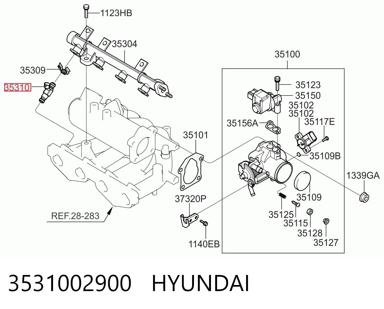 3531002900 Hyundai/Kia Inyector de combustible