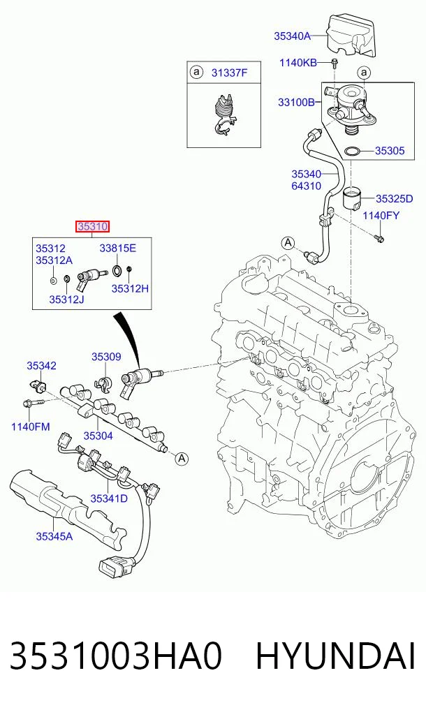 3531003HA0 Hyundai/Kia Inyector de combustible