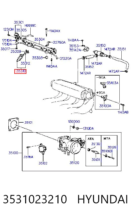 Inyector de combustible para Hyundai Coupe I RD