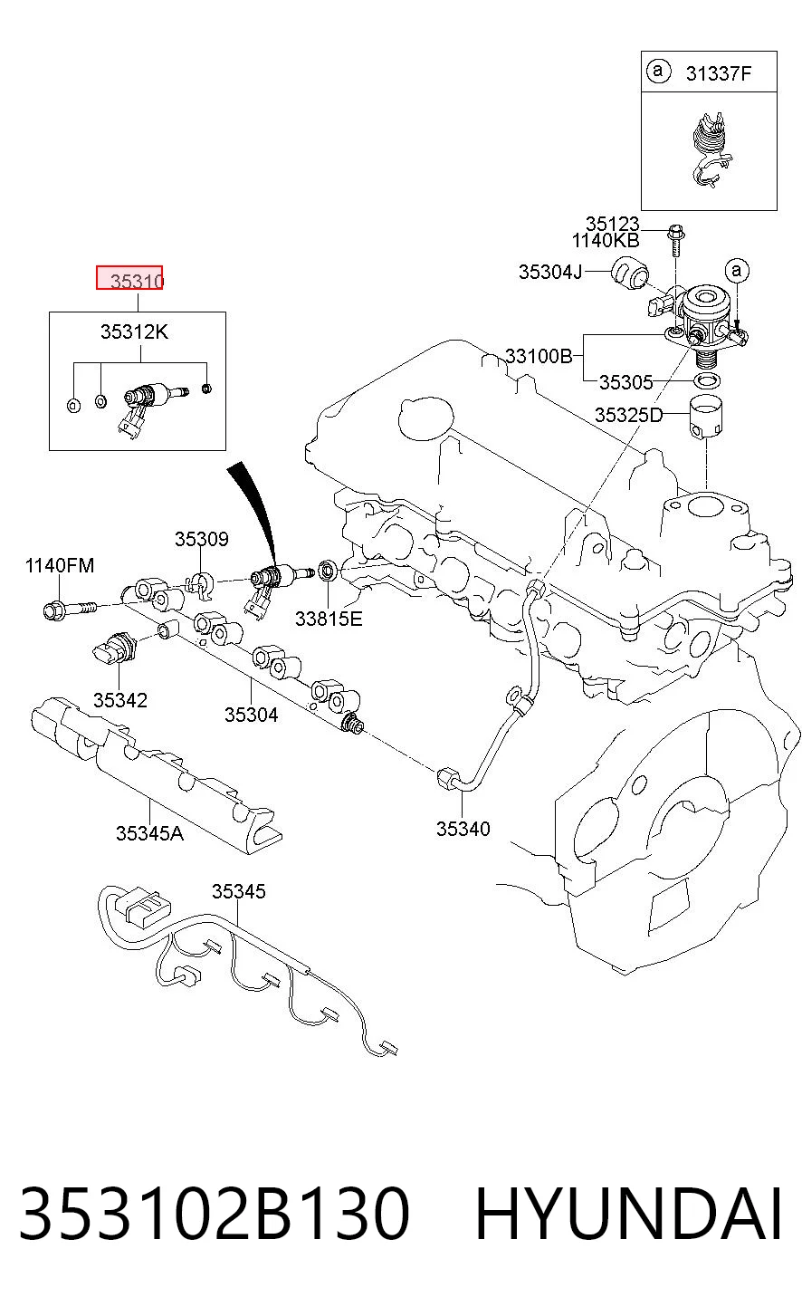 353102B130 Hyundai/Kia Inyector de combustible