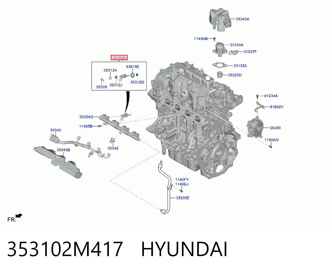 353102M417 Hyundai/Kia Inyector de combustible