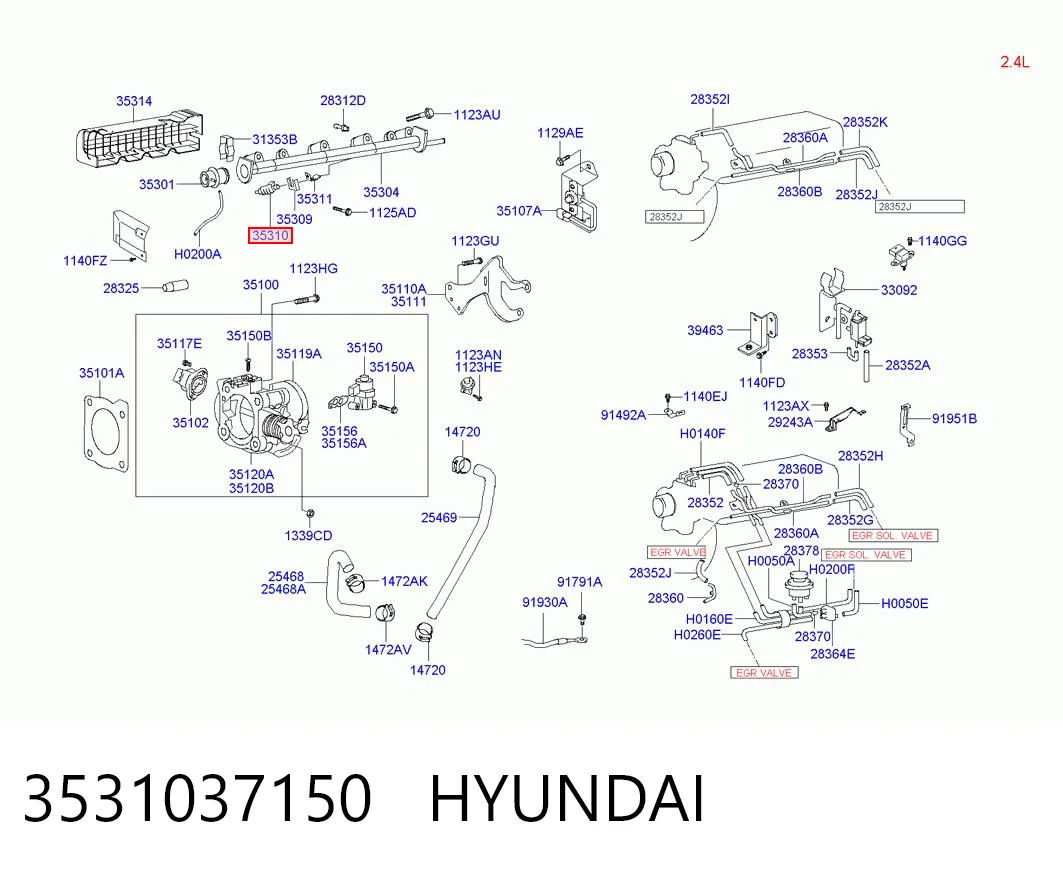 Inyector de combustible para Hyundai Sonata IV EF