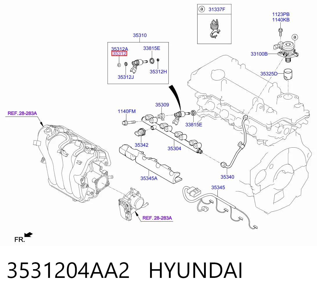 3531204AA2 Hyundai/Kia Arandela de asiento del inyector
