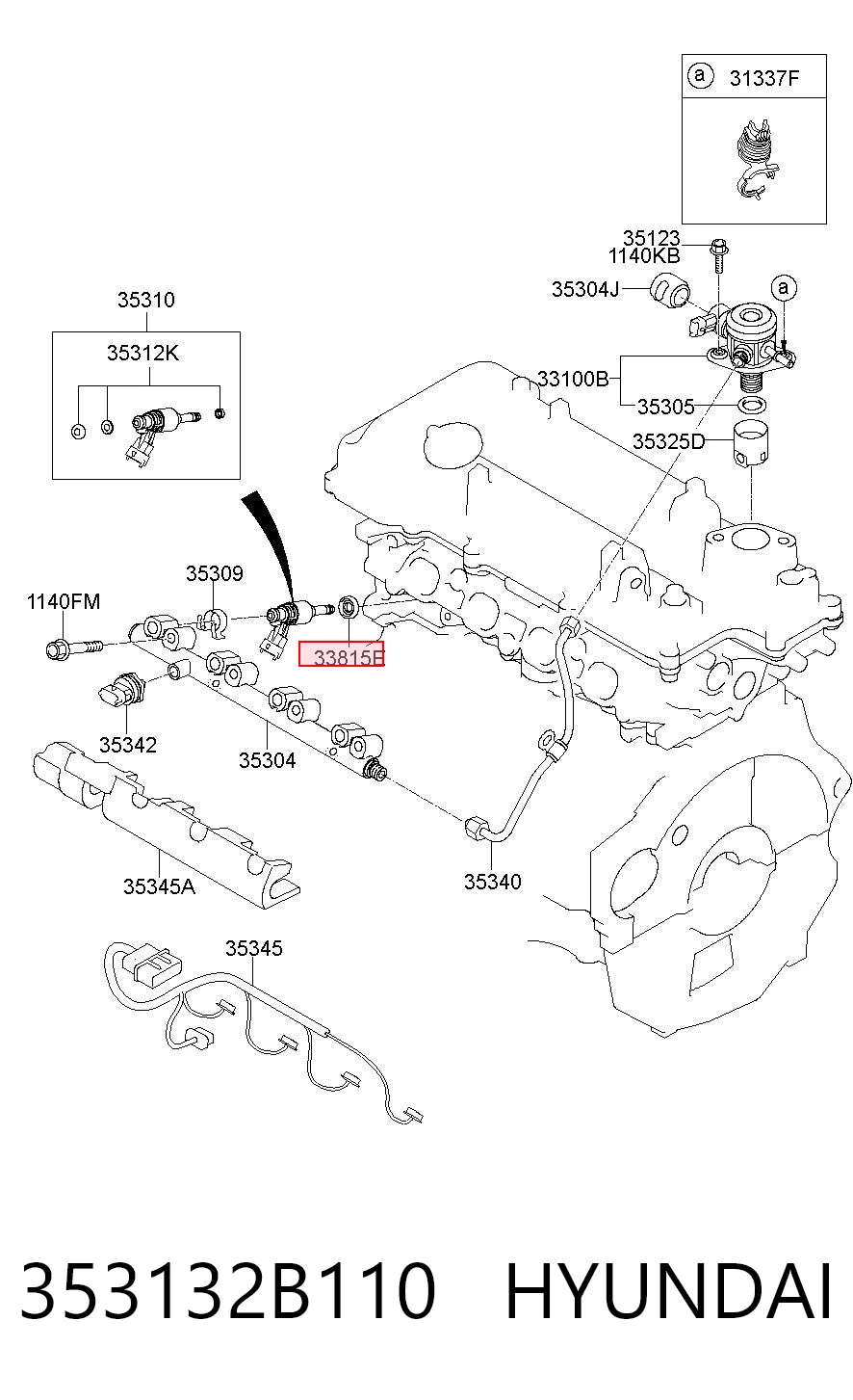 353132B110 Hyundai/Kia Arandela de asiento del inyector