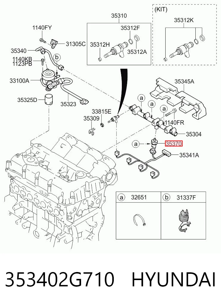 353402G710 Hyundai/Kia Sensor de presión de combustible