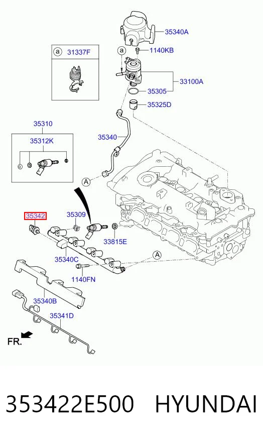 353422E500 Hyundai/Kia Sensor de presión de combustible