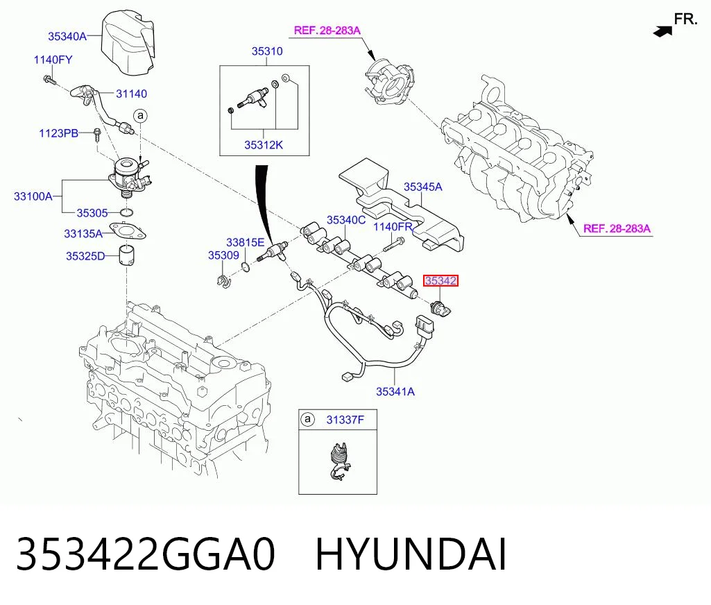 353422GGA0 Hyundai/Kia Sensor de presión de combustible