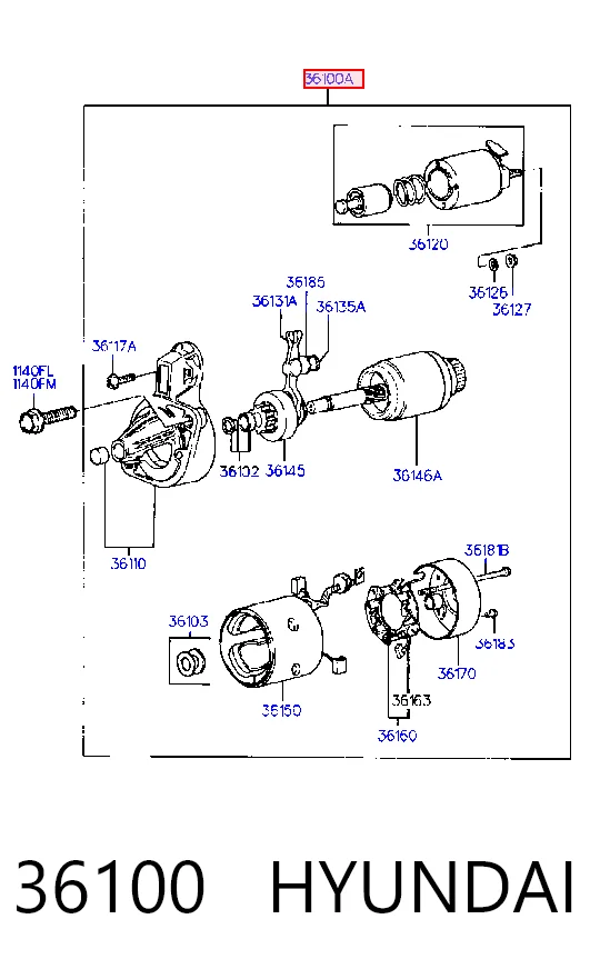 36100 Hyundai/Kia Arranque motores