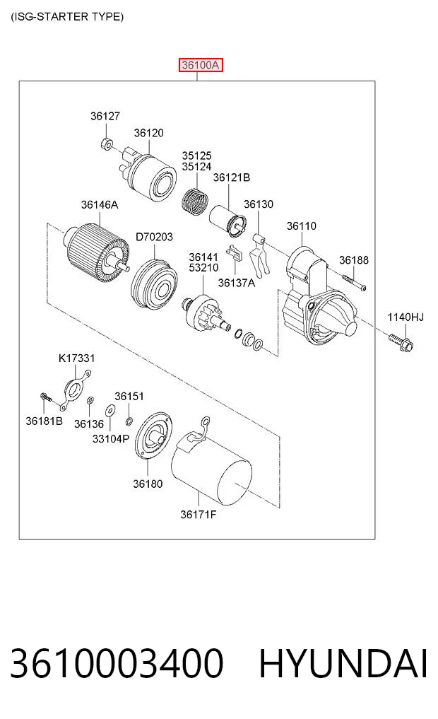 3610003400 Hyundai/Kia Arranque motores