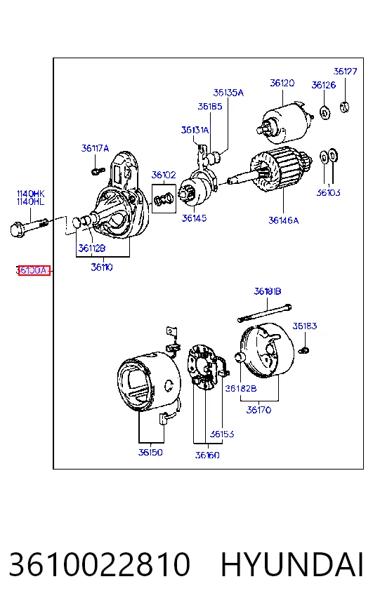 3610022810 Hyundai/Kia Arranque motores