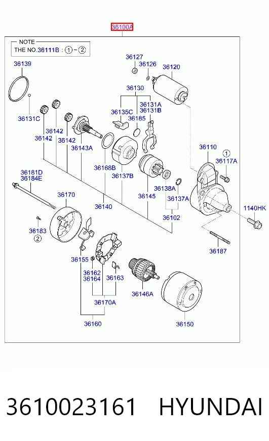 Motor de arranque HYUNDAI 3610023161