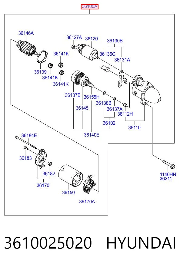 3610025020 Hyundai/Kia Arranque motores