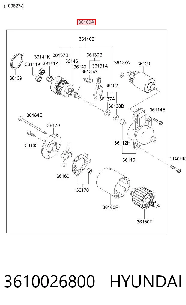3610026800 Hyundai/Kia Arranque motores