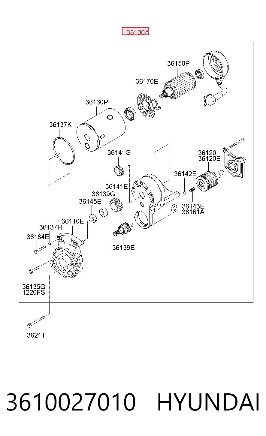 Motor de arranque HYUNDAI 3610027010