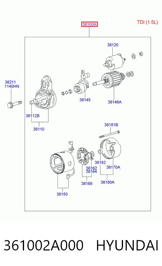 Motor de arranque HYUNDAI 361002A000