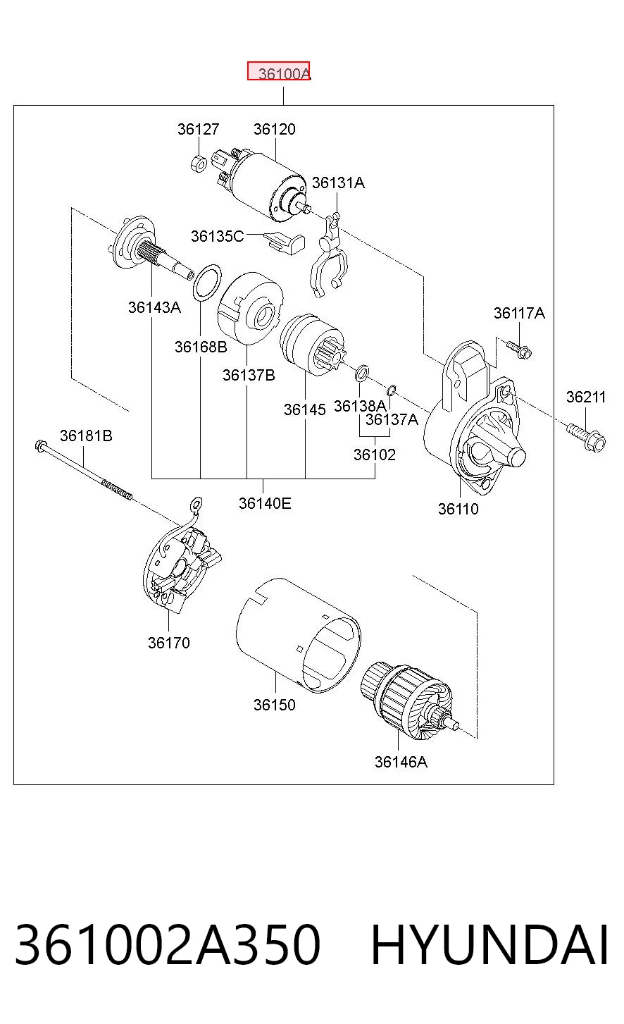 Motor de arranque 361002A350 HYUNDAI