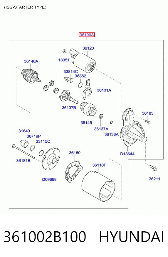 361002B100 Hyundai/Kia Arranque motores