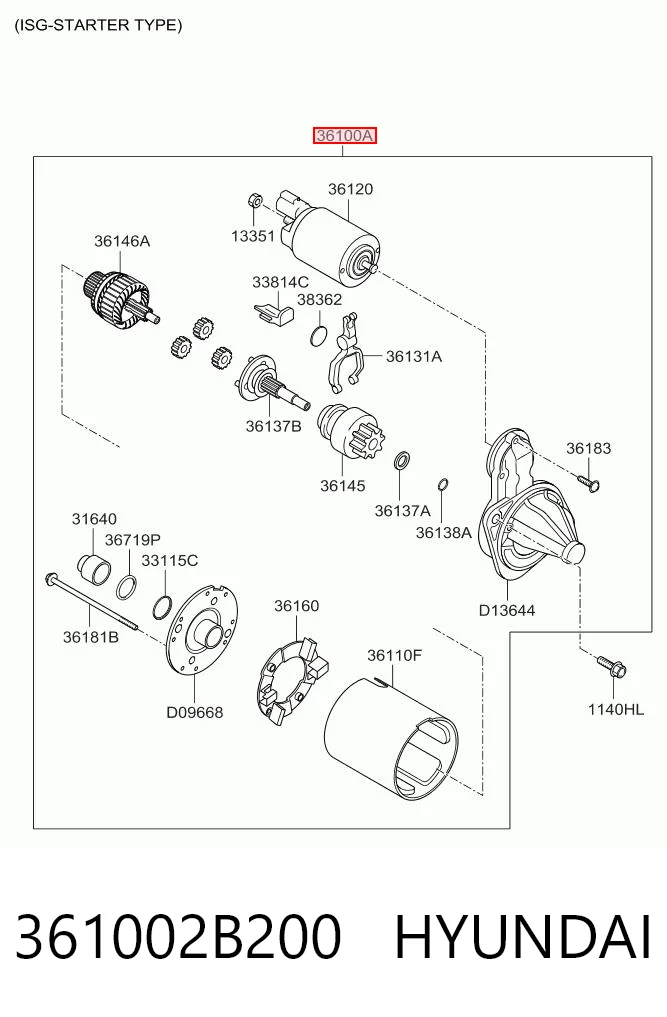 361002B200 Hyundai/Kia Arranque motores