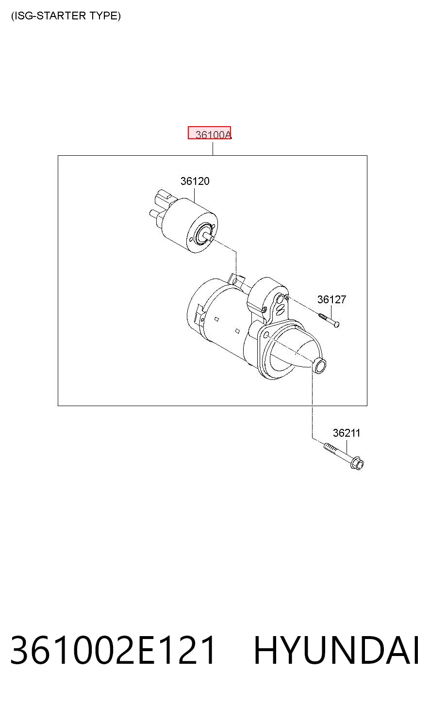 361002E121 Hyundai/Kia Arranque motores