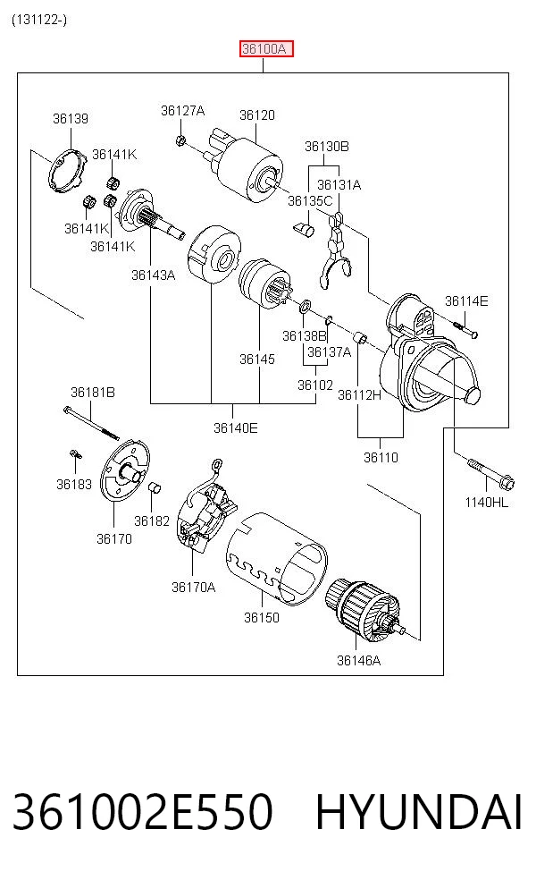 361002E550 Hyundai/Kia Arranque motores