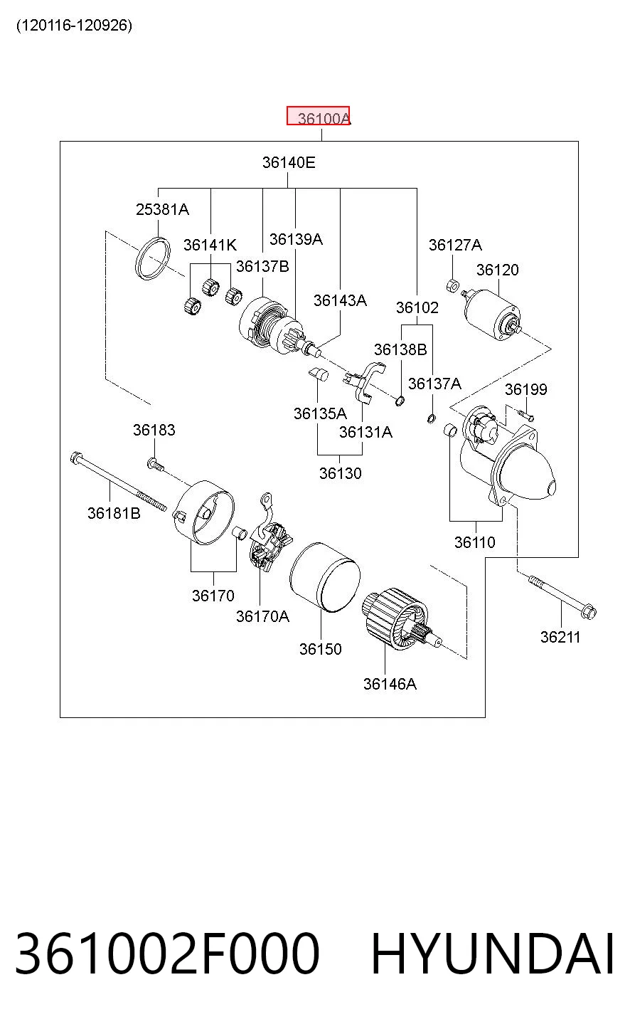 361002F000 Hyundai/Kia Arranque motores