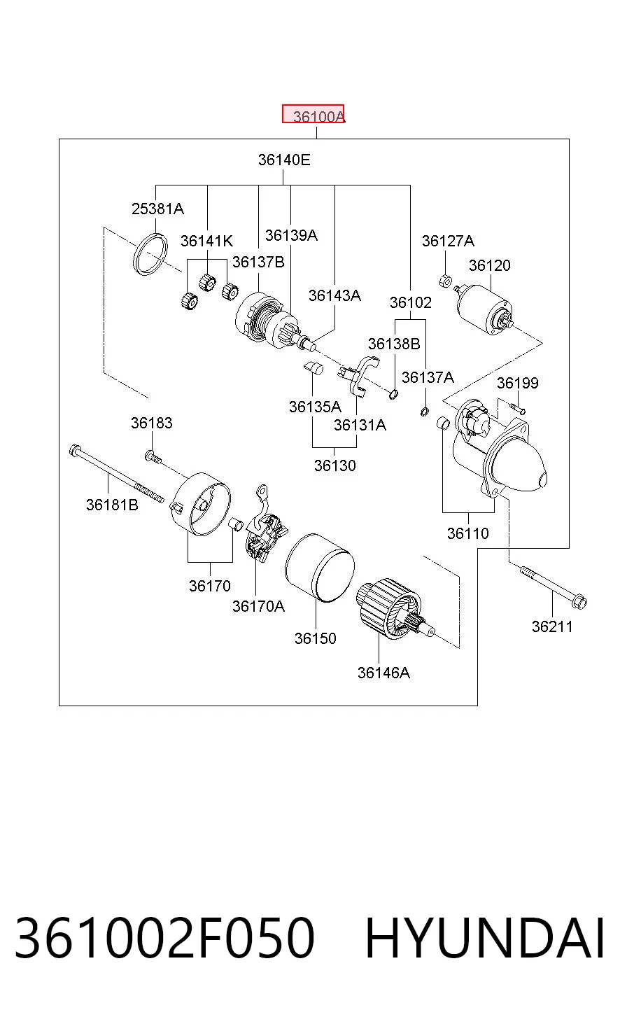 361002F050 Hyundai/Kia Arranque motores