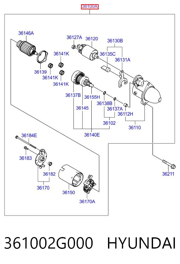 361002G000 Hyundai/Kia Arranque motores