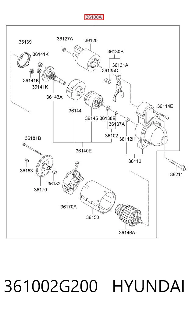 361002G200 Hyundai/Kia Arranque motores
