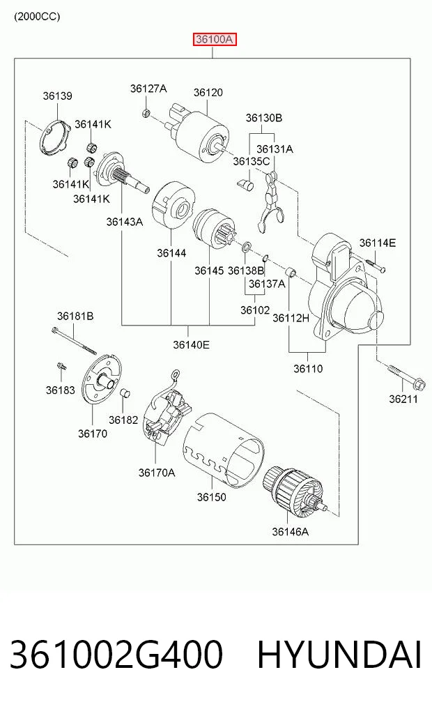 361002G400 Hyundai/Kia Arranque motores