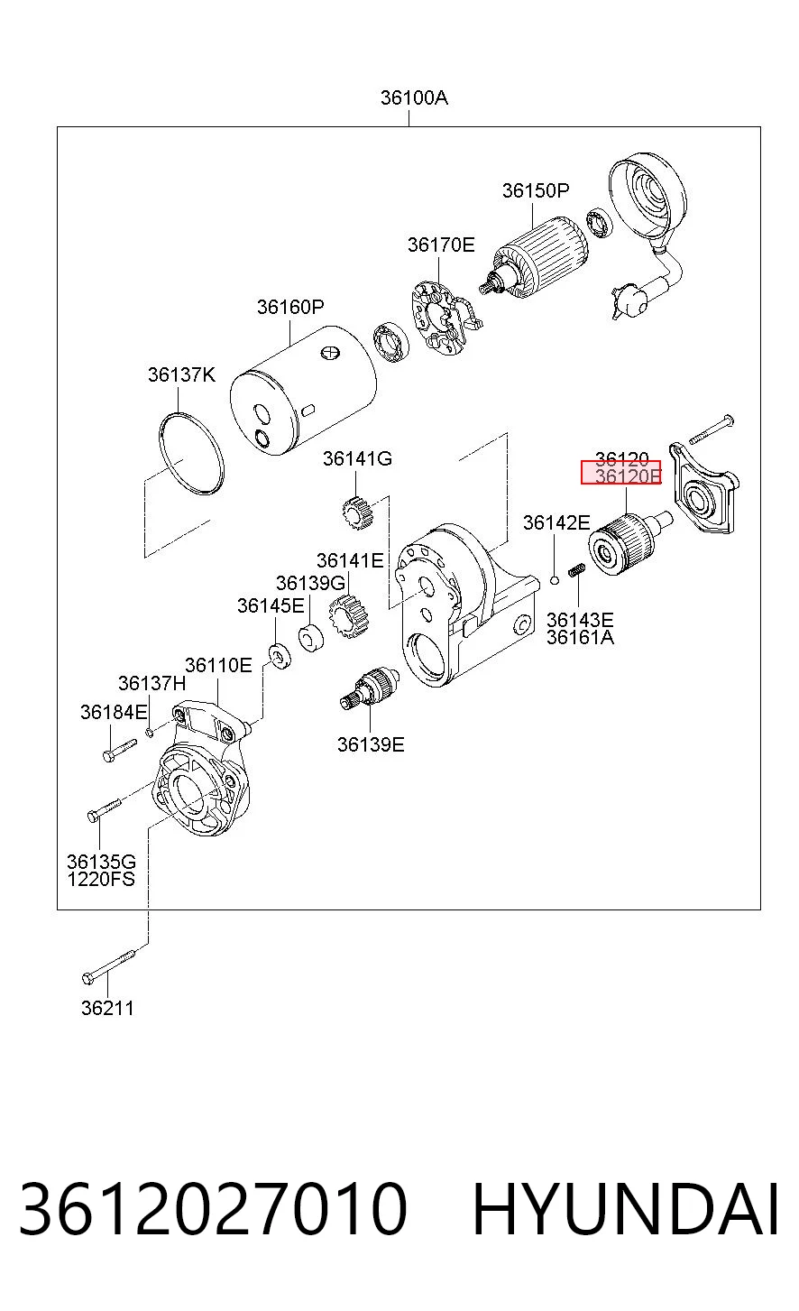 Solenoide de arranque 3612027010 HYUNDAI