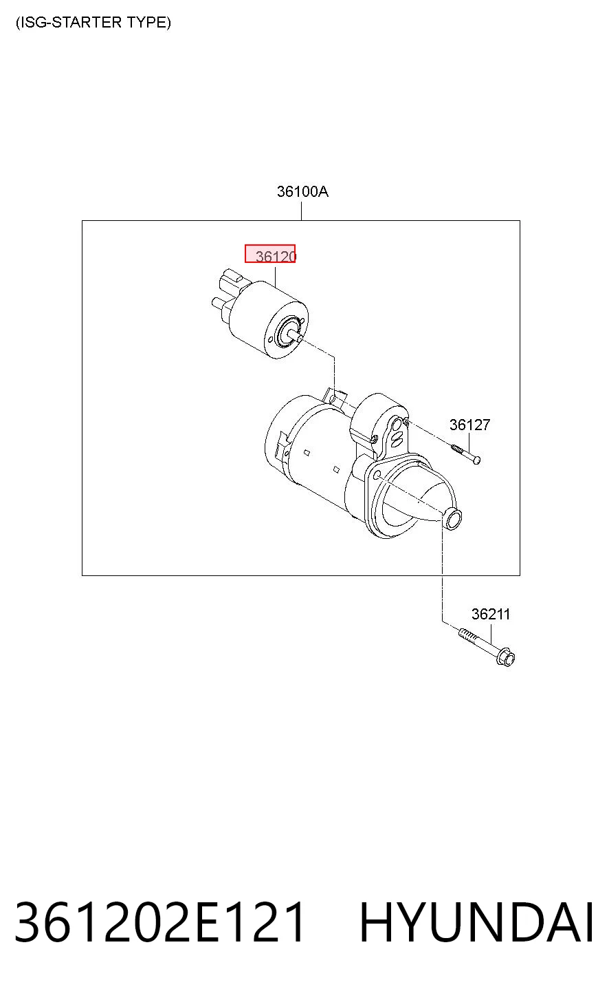 Solenoide de arranque 361202E121 HYUNDAI