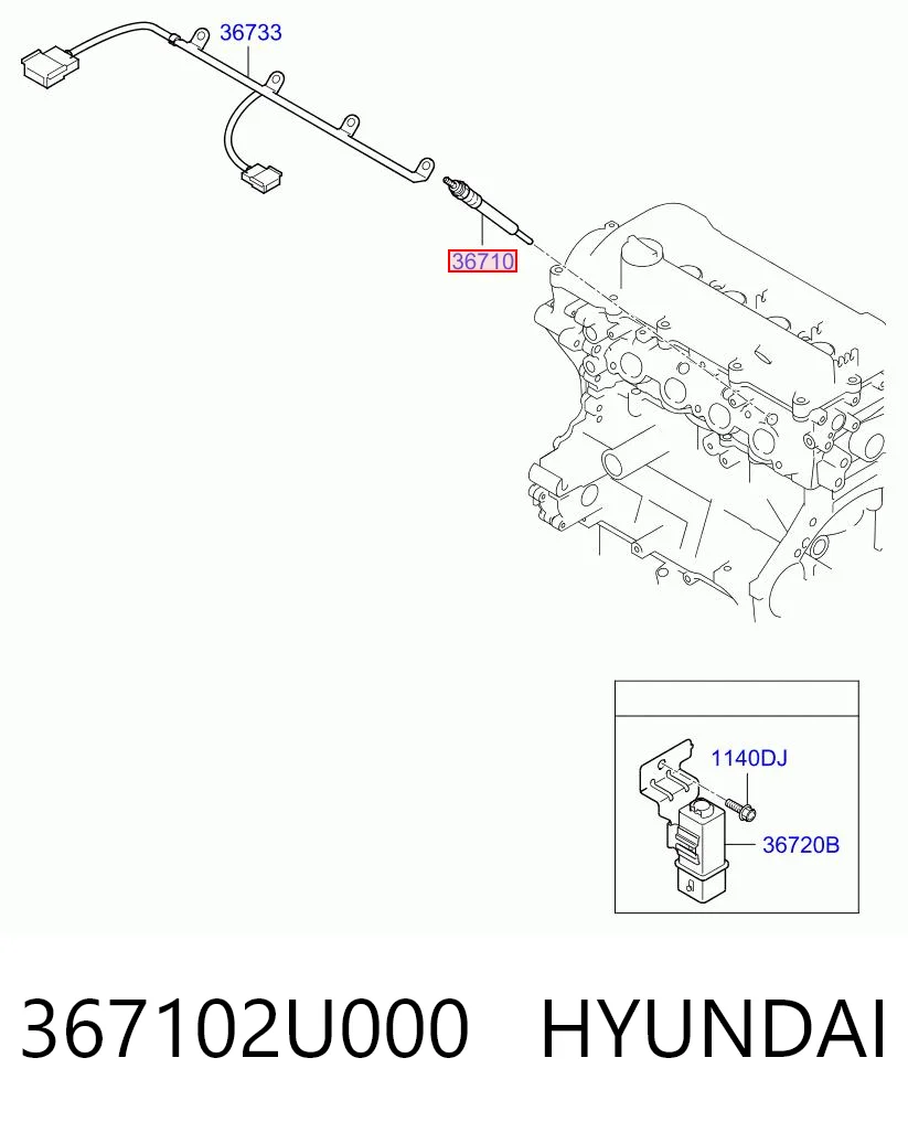 367102U000 Hyundai/Kia Bujías de calentamiento