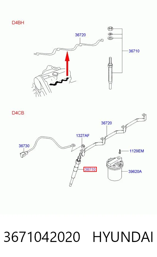 3671042020 Hyundai/Kia Bujías de calentamiento