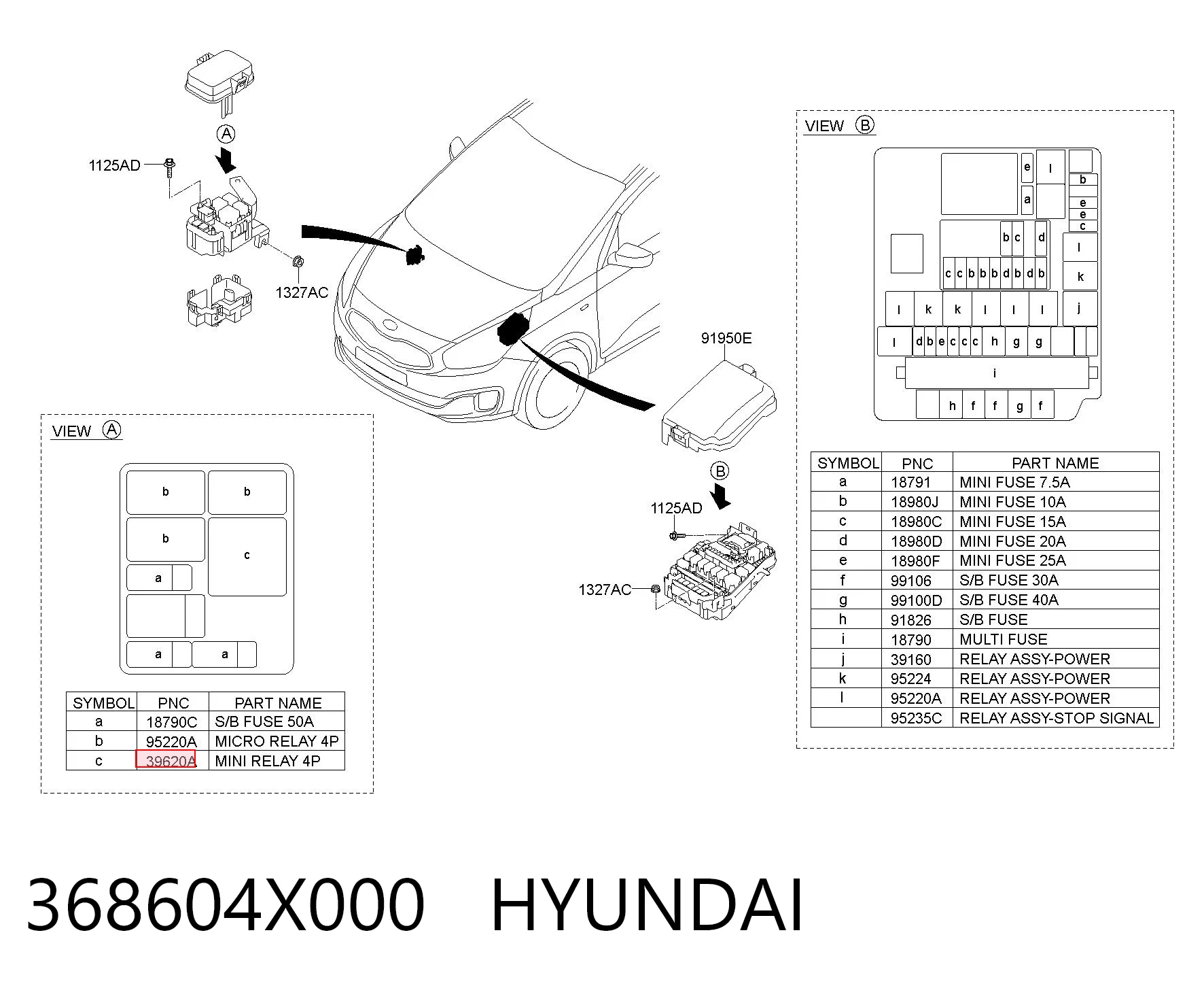368604X000 Hyundai/Kia Relé de bujías incandescentes