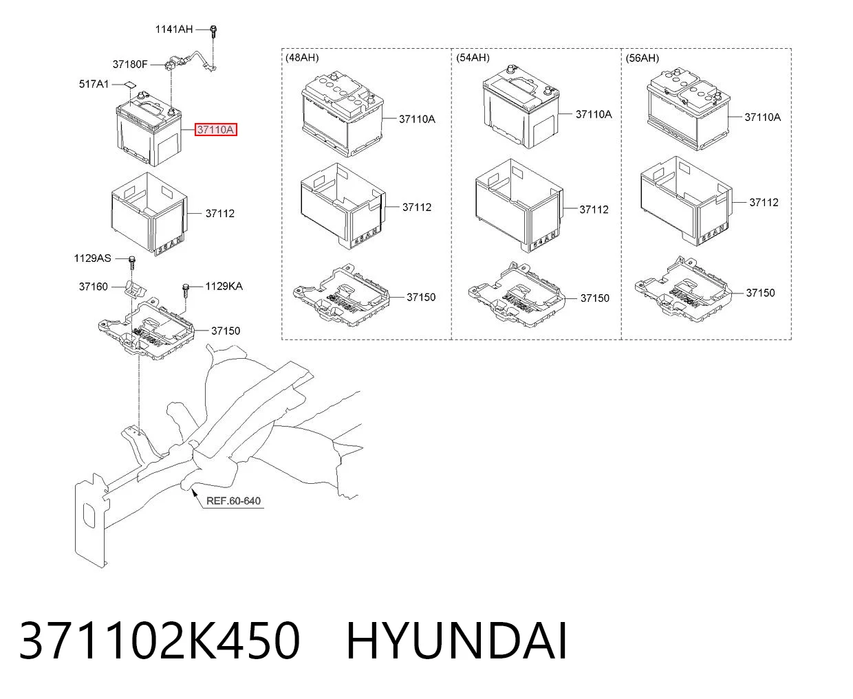 Batería de arranque 371102K450 HYUNDAI