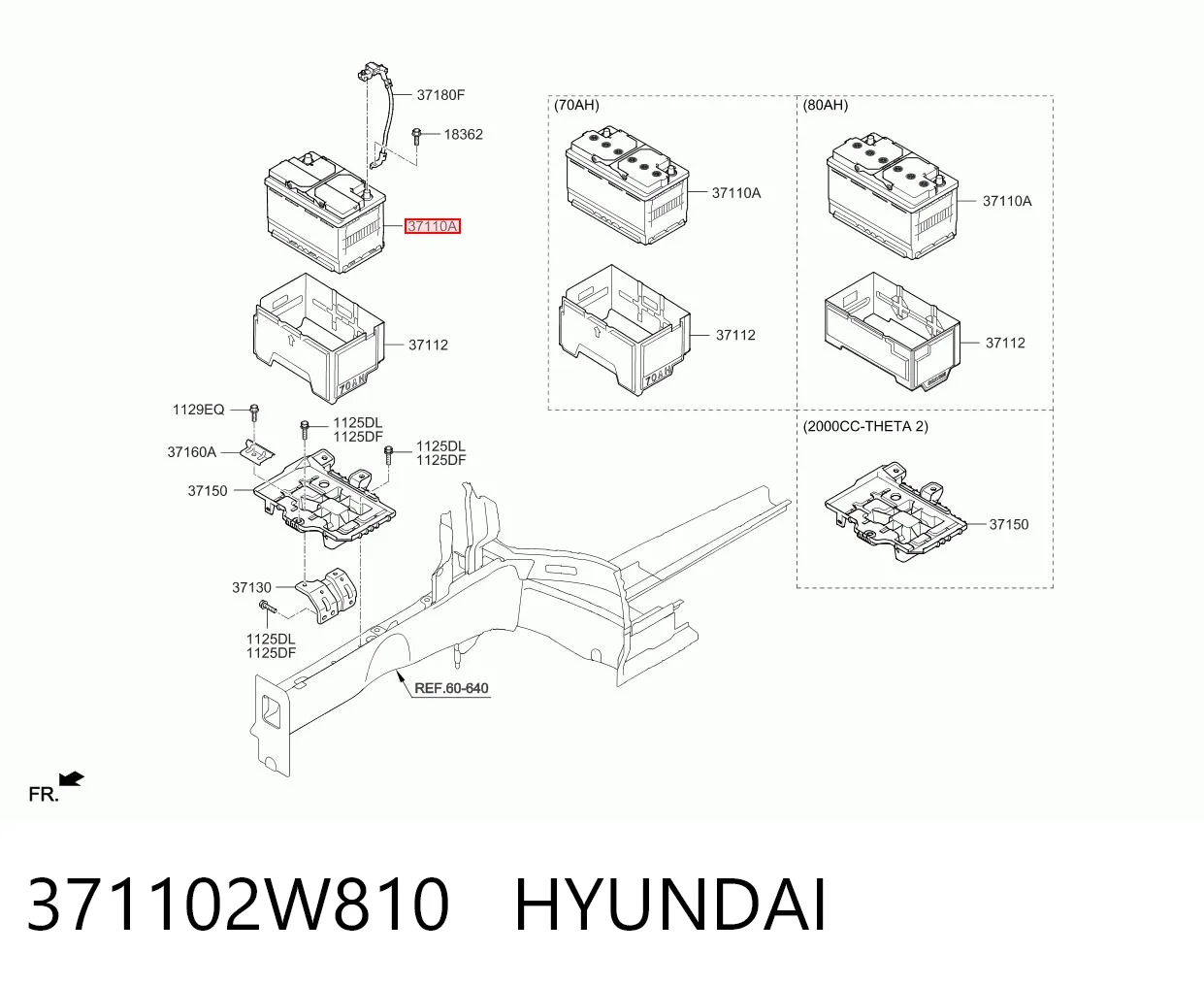Batería de arranque 371102W810 HYUNDAI