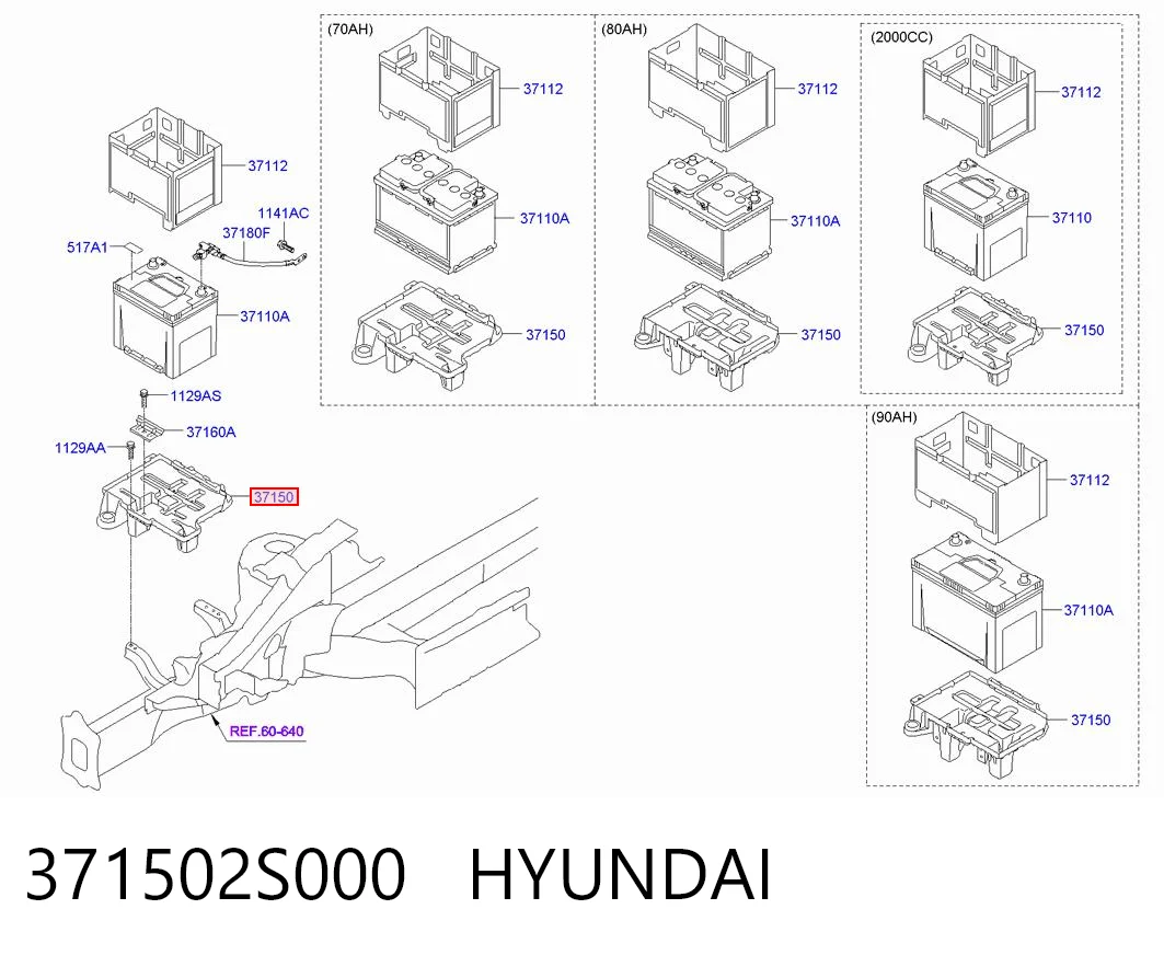 371502S000 Hyundai/Kia Bandeja de la batería