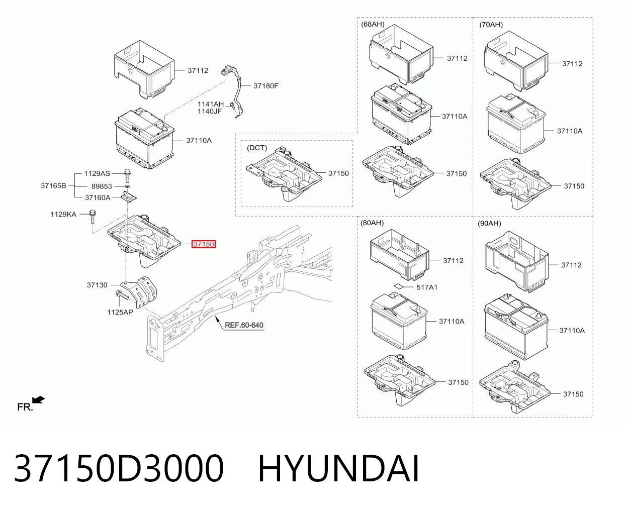 37150D3000 Hyundai/Kia Bandeja de la batería