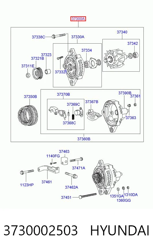 3730002503 Hyundai/Kia Alternador de coche